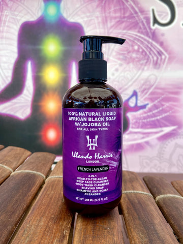 100% Natural Liquid African Black Soap with Jojoba Oil for Sensitive Skin French Lavender Scent