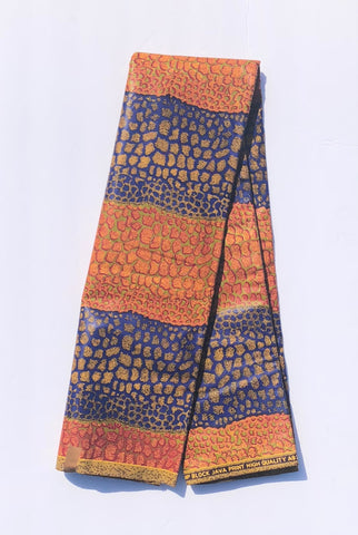 Blue & Orange Giraffe print African Fabric