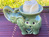 Shea Butter Aromatic Massage Candle & Ceramic Elephant Burner Set