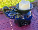 Shea Butter Aromatic Massage Candle & Ceramic Elephant Burner Set