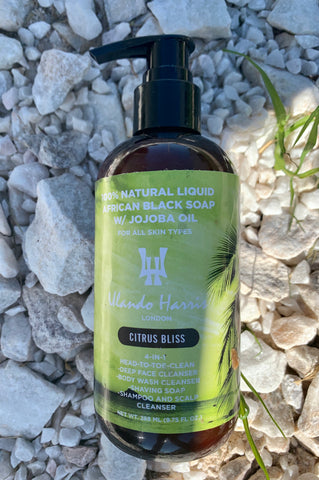 100% Natural Liquid African Black Soap with Jojoba Oil for Sensitive Skin Citrus Bliss Scent