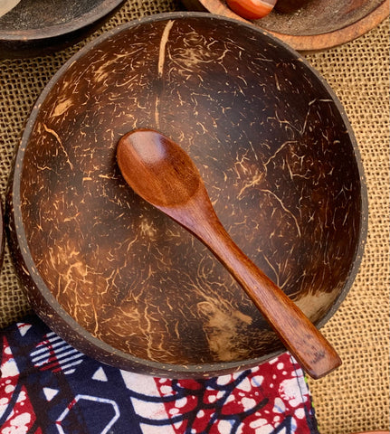 Fair Trade Coconut shell bowl with wooden spoon