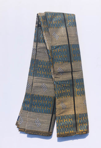 Mustard & Blue waxed African Fabric