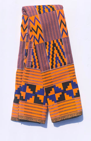 Purple, Black, & Orange Zig Zag African Fabric